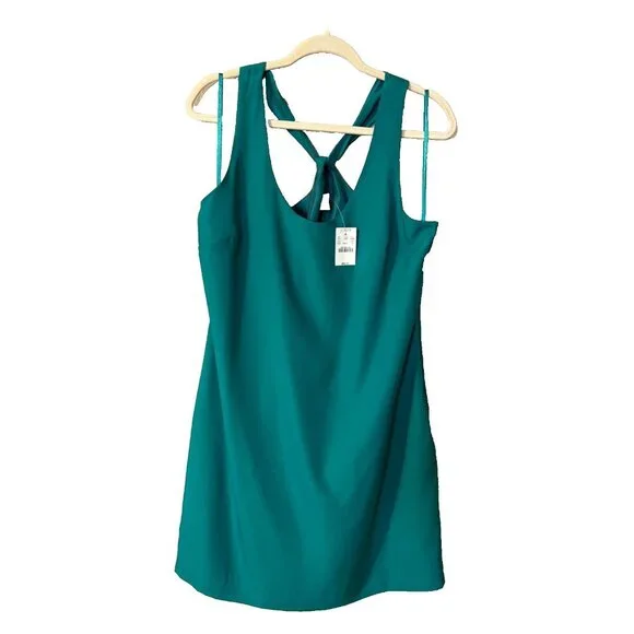 J Crew Dress Kelly Green 12 Faux Silk Racerback Side Zip Shift Sleeveless NWT - Picture 3 of 8